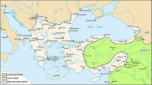 A Bizánci Birodalom 1076-ban.
Forrás: Wikipédia