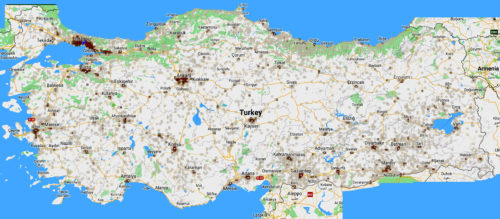 Törökország koronavírus térképe